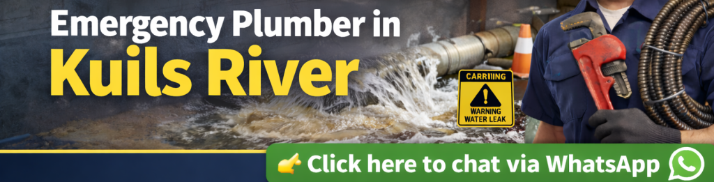 Emergency plumber repairing burst pipe in Kuils River home